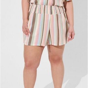 Torrid Womens Striped Rayon Slub Smock Waist Beach Shorts Size 5 Multicolor NWT